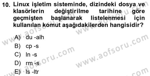 Unix Sistem Yönetimi Dersi 2024 - 2025 Yılı (Final) Dönem Sonu Sınav Soruları 10. Soru