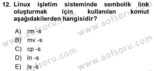 Unix Sistem Yönetimi Dersi 2024 - 2025 Yılı (Final) Dönem Sonu Sınav Soruları 12. Soru