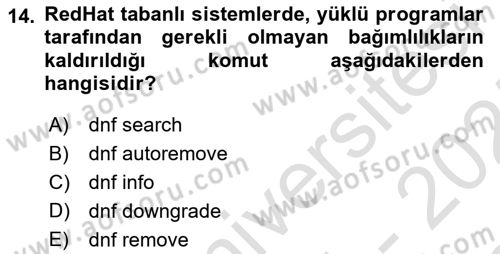 Unix Sistem Yönetimi Dersi 2024 - 2025 Yılı (Final) Dönem Sonu Sınav Soruları 14. Soru