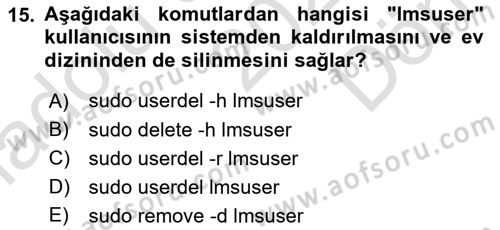 Unix Sistem Yönetimi Dersi 2024 - 2025 Yılı (Final) Dönem Sonu Sınav Soruları 15. Soru