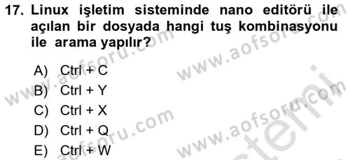 Unix Sistem Yönetimi Dersi 2024 - 2025 Yılı (Final) Dönem Sonu Sınav Soruları 17. Soru