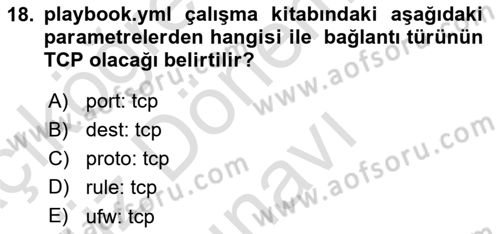 Unix Sistem Yönetimi Dersi 2024 - 2025 Yılı (Final) Dönem Sonu Sınav Soruları 18. Soru