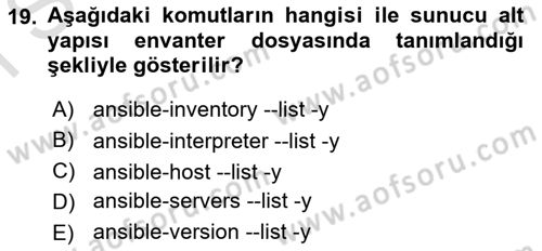 Unix Sistem Yönetimi Dersi 2024 - 2025 Yılı (Final) Dönem Sonu Sınav Soruları 19. Soru