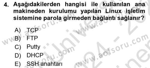 Unix Sistem Yönetimi Dersi 2024 - 2025 Yılı (Final) Dönem Sonu Sınav Soruları 4. Soru