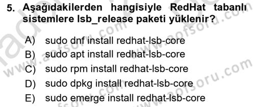 Unix Sistem Yönetimi Dersi 2024 - 2025 Yılı (Final) Dönem Sonu Sınav Soruları 5. Soru