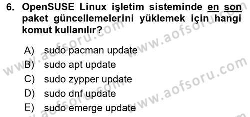 Unix Sistem Yönetimi Dersi 2024 - 2025 Yılı (Final) Dönem Sonu Sınav Soruları 6. Soru