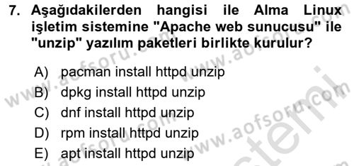 Unix Sistem Yönetimi Dersi 2024 - 2025 Yılı (Final) Dönem Sonu Sınav Soruları 7. Soru