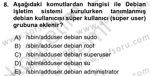 Unix Sistem Yönetimi Dersi 2024 - 2025 Yılı (Final) Dönem Sonu Sınav Soruları 8. Soru