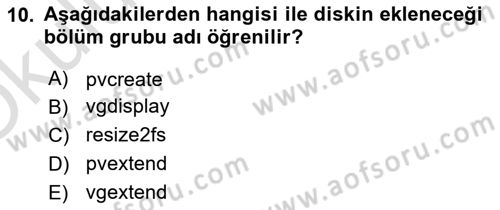 Unix Sistem Yönetimi Dersi 2024 - 2025 Yılı Yaz Okulu Sınav Soruları 10. Soru