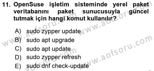 Unix Sistem Yönetimi Dersi 2024 - 2025 Yılı Yaz Okulu Sınav Soruları 11. Soru