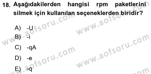 Unix Sistem Yönetimi Dersi 2024 - 2025 Yılı Yaz Okulu Sınav Soruları 18. Soru