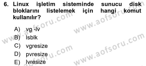 Unix Sistem Yönetimi Dersi 2024 - 2025 Yılı Yaz Okulu Sınav Soruları 6. Soru