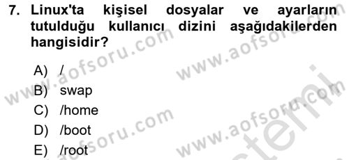 Unix Sistem Yönetimi Dersi 2024 - 2025 Yılı Yaz Okulu Sınav Soruları 7. Soru