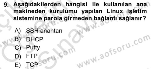 Unix Sistem Yönetimi Dersi 2024 - 2025 Yılı Yaz Okulu Sınav Soruları 9. Soru