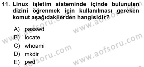 Unix Sistem Yönetimi Dersi 2025 - 2026 Yılı (Final) Dönem Sonu Sınav Soruları 11. Soru