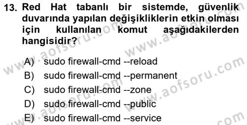 Unix Sistem Yönetimi Dersi 2025 - 2026 Yılı (Final) Dönem Sonu Sınav Soruları 13. Soru