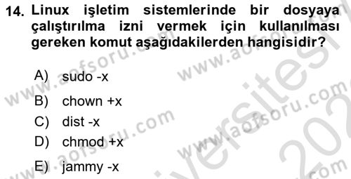 Unix Sistem Yönetimi Dersi 2025 - 2026 Yılı (Final) Dönem Sonu Sınav Soruları 14. Soru
