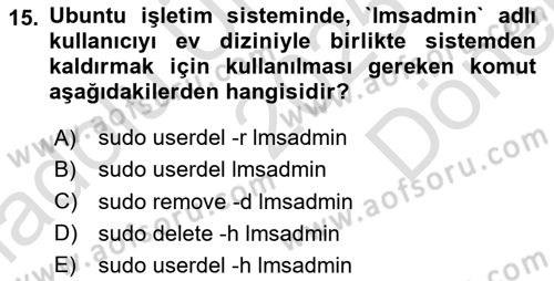 Unix Sistem Yönetimi Dersi 2025 - 2026 Yılı (Final) Dönem Sonu Sınav Soruları 15. Soru