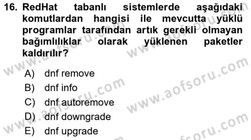 Unix Sistem Yönetimi Dersi 2025 - 2026 Yılı (Final) Dönem Sonu Sınav Soruları 16. Soru