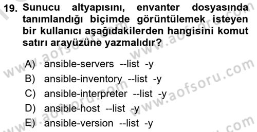 Unix Sistem Yönetimi Dersi 2025 - 2026 Yılı (Final) Dönem Sonu Sınav Soruları 19. Soru