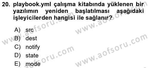 Unix Sistem Yönetimi Dersi 2025 - 2026 Yılı (Final) Dönem Sonu Sınav Soruları 20. Soru