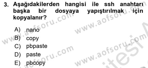 Unix Sistem Yönetimi Dersi 2025 - 2026 Yılı (Final) Dönem Sonu Sınav Soruları 3. Soru