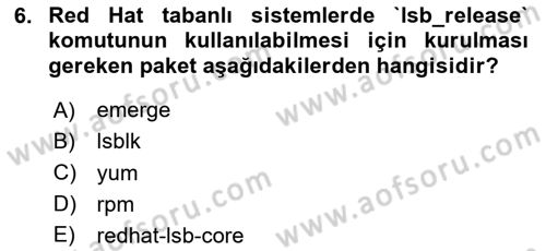 Unix Sistem Yönetimi Dersi 2025 - 2026 Yılı (Final) Dönem Sonu Sınav Soruları 6. Soru