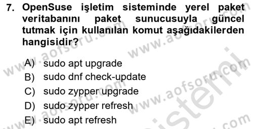Unix Sistem Yönetimi Dersi 2025 - 2026 Yılı (Final) Dönem Sonu Sınav Soruları 7. Soru