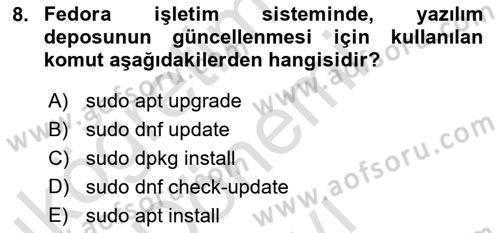 Unix Sistem Yönetimi Dersi 2025 - 2026 Yılı (Final) Dönem Sonu Sınav Soruları 8. Soru