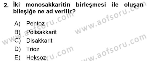 Genel Biyoloji 1 Dersi 2015 - 2016 Yılı Tek Ders Sınavı 2. Soru