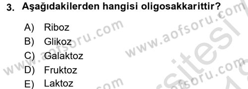 Genel Biyoloji 1 Dersi 2017 - 2018 Yılı (Vize) Ara Sınavı 3. Soru