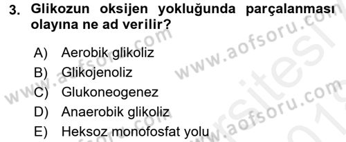 Genel Biyoloji 1 Dersi 2017 - 2018 Yılı (Final) Dönem Sonu Sınavı 3. Soru