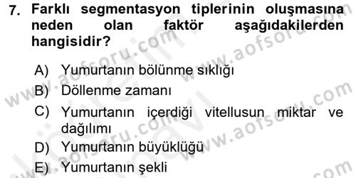 Genel Biyoloji 2 Dersi 2017 - 2018 Yılı 3 Ders Sınavı 7. Soru