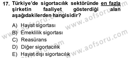 Bankacılık Ve Sigortacılığa Giriş Dersi 2013 - 2014 Yılı (Final) Dönem Sonu Sınav Soruları 17. Soru