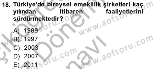 Bankacılık Ve Sigortacılığa Giriş Dersi 2014 - 2015 Yılı (Final) Dönem Sonu Sınav Soruları 18. Soru