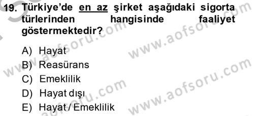 Bankacılık Ve Sigortacılığa Giriş Dersi 2014 - 2015 Yılı (Final) Dönem Sonu Sınav Soruları 19. Soru