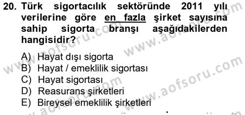 Bankacılık Ve Sigortacılığa Giriş Dersi 2014 - 2015 Yılı Tek Ders Sınav Soruları 20. Soru