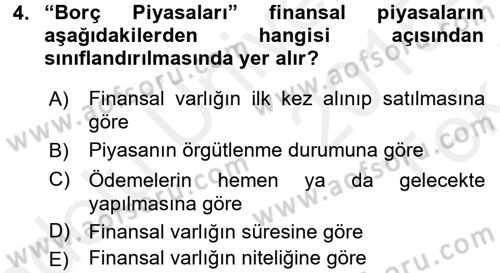 Bankacılık Ve Sigortacılığa Giriş Dersi 2015 - 2016 Yılı Tek Ders Sınav Soruları 4. Soru