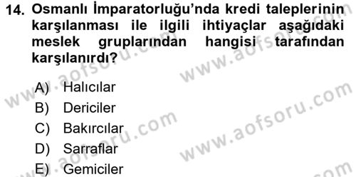 Bankacılık Ve Sigortacılığa Giriş Dersi Ara Sınavı Deneme Sınav Soruları 14. Soru