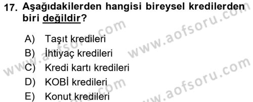 Bankacılık Ve Sigortacılığa Giriş Dersi 2016 - 2017 Yılı (Vize) Ara Sınav Soruları 17. Soru