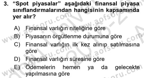 Bankacılık Ve Sigortacılığa Giriş Dersi 2016 - 2017 Yılı (Vize) Ara Sınav Soruları 3. Soru