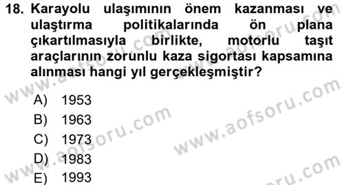 Bankacılık Ve Sigortacılığa Giriş Dersi 2016 - 2017 Yılı (Final) Dönem Sonu Sınav Soruları 18. Soru