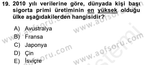 Bankacılık Ve Sigortacılığa Giriş Dersi 2016 - 2017 Yılı (Final) Dönem Sonu Sınav Soruları 19. Soru