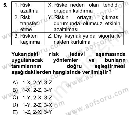 Bankacılık Ve Sigortacılığa Giriş Dersi 2017 - 2018 Yılı 3 Ders Sınav Soruları 5. Soru