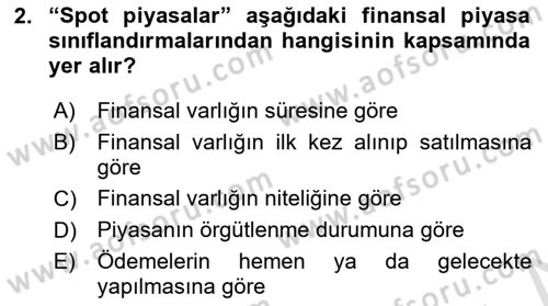 Bankacılık Ve Sigortacılığa Giriş Dersi Ara Sınavı Deneme Sınav Soruları 2. Soru