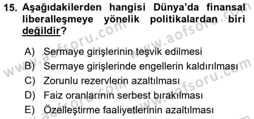 Bankacılık Ve Sigortacılığa Giriş Dersi 2021 - 2022 Yılı (Vize) Ara Sınav Soruları 15. Soru