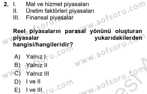 Bankacılık Ve Sigortacılığa Giriş Dersi Ara Sınavı Deneme Sınav Soruları 2. Soru