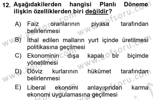 Bankacılık Ve Sigortacılığa Giriş Dersi 2023 - 2024 Yılı (Vize) Ara Sınav Soruları 12. Soru