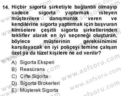 Bankacılık Hizmet Ürünleri Dersi 2013 - 2014 Yılı (Final) Dönem Sonu Sınav Soruları 14. Soru