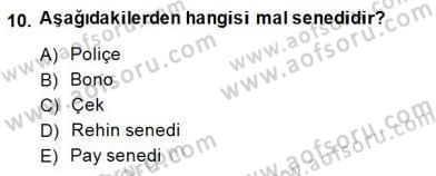 Bankacılık Hizmet Ürünleri Dersi 2014 - 2015 Yılı (Vize) Ara Sınav Soruları 10. Soru